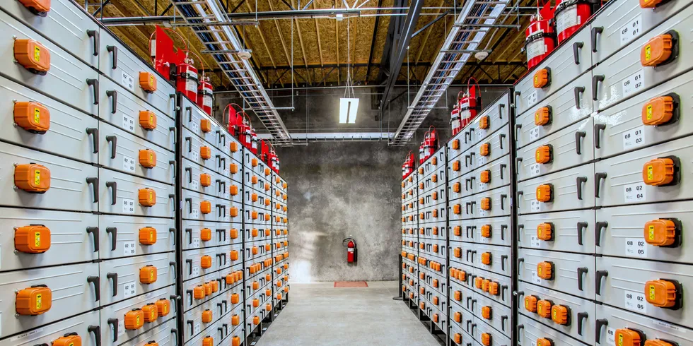 A lithium-ion battery storage facility in the US, which has seen its battery sector boom in the last year.
