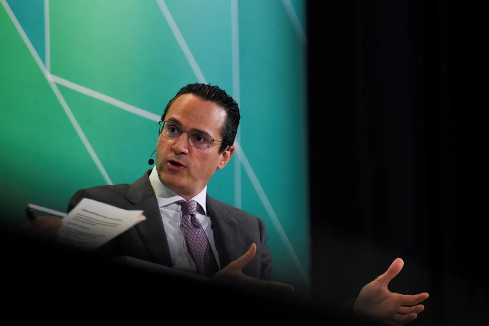 Prospect trio: Shell chief executive Wael Sawan speaking during CERAWeek in the US earlier this year.