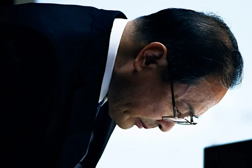 Toshiba-direktør Masashi Muromachi innrømmer at selskapet har ligget bakpå og lanserte nylig en større omstruktureringsplan. Foto: Tomohiro Ohsumi, Bloomberg