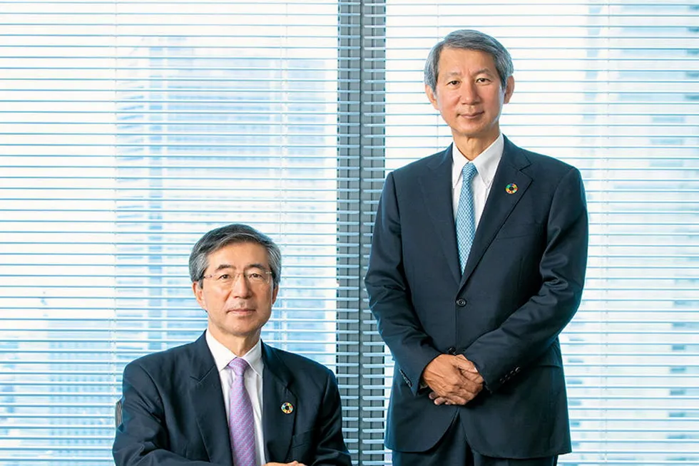 Top brass: Chiyoda chief executive Masakazu Sakakida, left, and president Masaji Santo, right