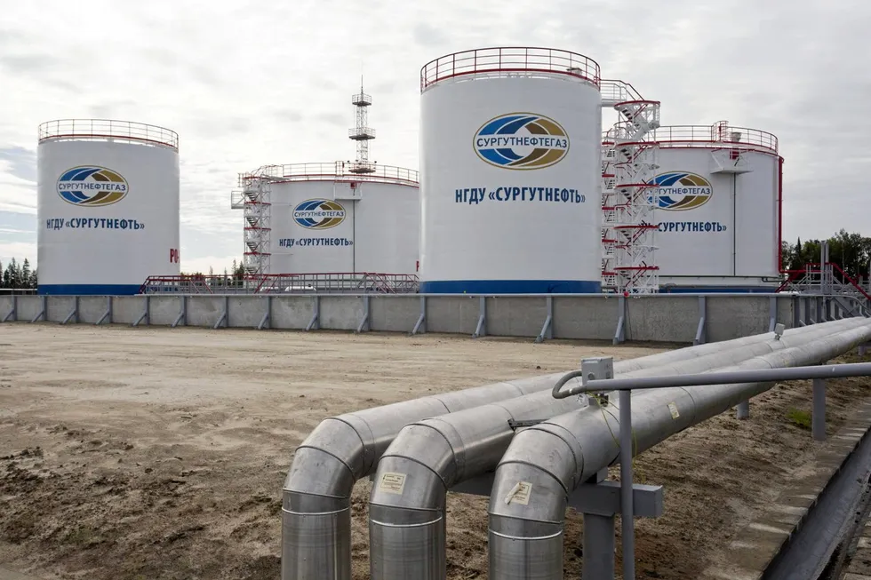 Reserves: storage tanks at an oilfield in West Siberia operated by Russia's Surgutneftegaz