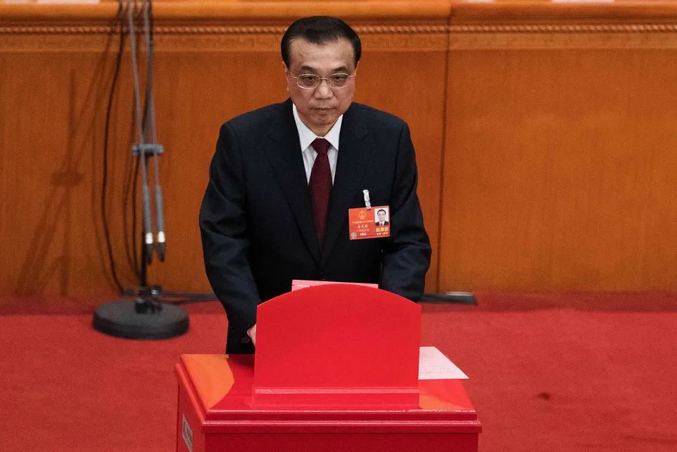 Kinas statsminister Li Keqiang er gjenvalgt. Foto: Nicolas Asfouri/AFP Photo