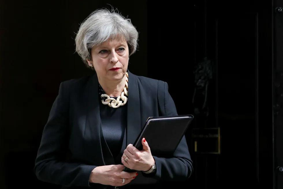 Storbritannias statsminister Theresa May. Foto: Chris Ratcliffe/Bloomberg