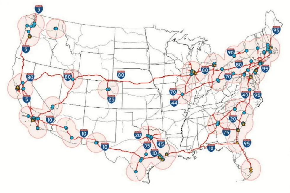 A map of the Zero-Emission Freight Corridor rollout in Phase 2 (2027-30) of the strategy.