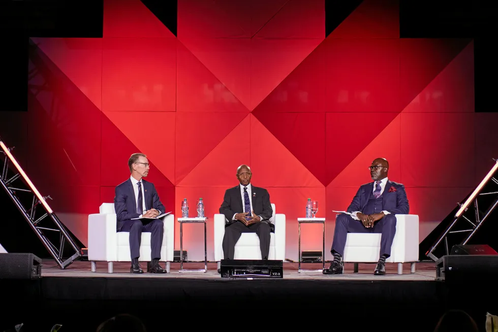 Views: Omar Farouk Ibrahim, Secretary General at the African Petroleum Producers Organisation (centre) and Anibor Kragha, Executive Secretary at the African Refiners and Distributors Association (right).