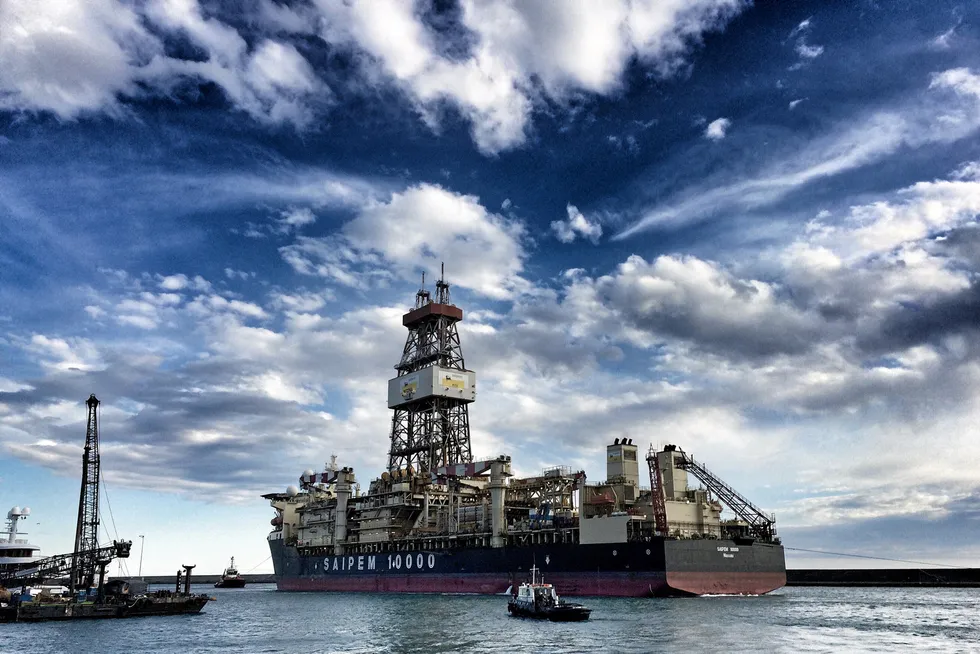 Egyptian operation: the Saipem 10,000 drillship is on location at the Shorouk block in the Mediterranean Sea
