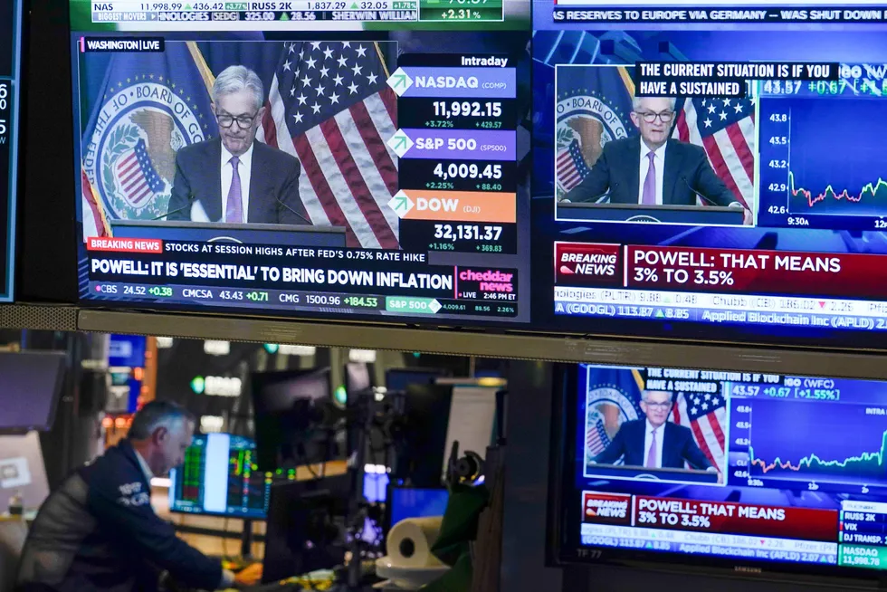 Powell i monitor: Fed-sjef Jerome Powell har styrt showet ved de amerikanske børsene i år.