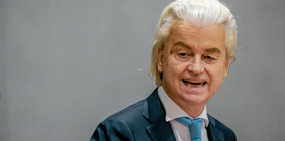 PVV leader Geert Wilders in parliament.