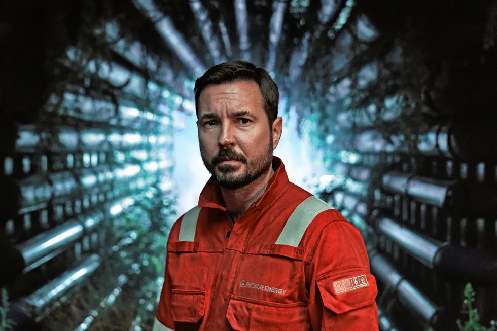 New drama: Martin Compston as Fulmer in a still image from Amazon Prime's new mystery drama series The Rig — set in the North Sea oil and gas industry.