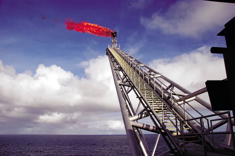 Tie-in target: flaring on the Yolla platform offshore south-east Australia