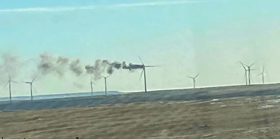 Fire at the Roundhouse wind farm.