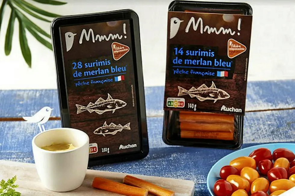 'Surimi de Merlan Blue' premium blue whiting surimi from Auchan.