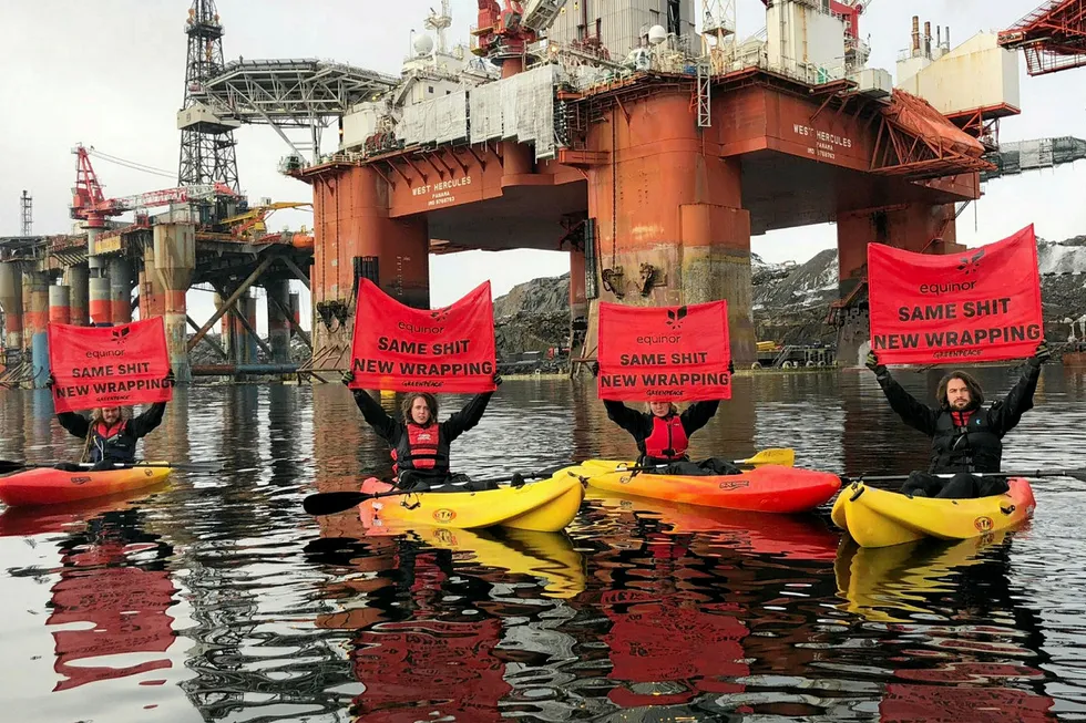 Opposition: earlier Greenpeace demo at West Hercules