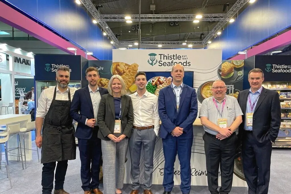 The Thistle Seafoods team at the Seafood Expo Global 2023 in Barcelona.