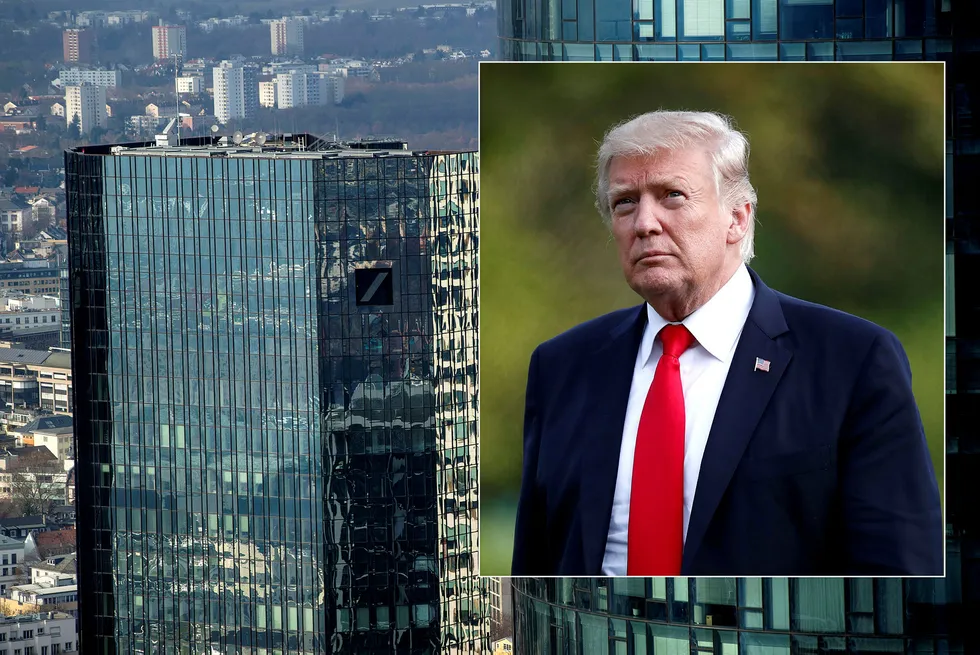 Båndene mellom Deutsche Bank og Trump er mange. Foto: Krisztian Bocsi, Bloomberg/Carolyn Kaste, NTB Scanpix