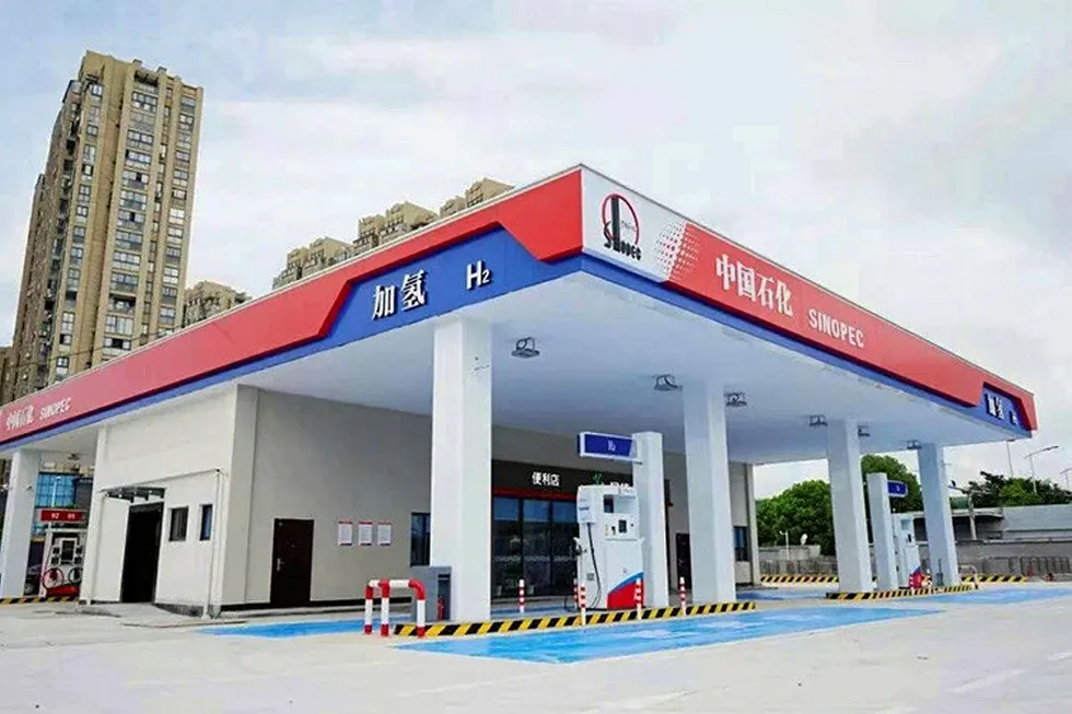 Transition: a hydrogen filling station owned and operated by Sinopec in China