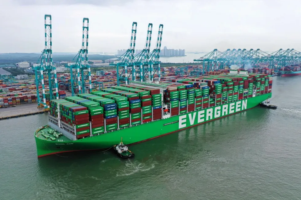 Evergreen's 23,992-teu Ever Ace, which at time of delivery in 2021 was the world's largest container ship.