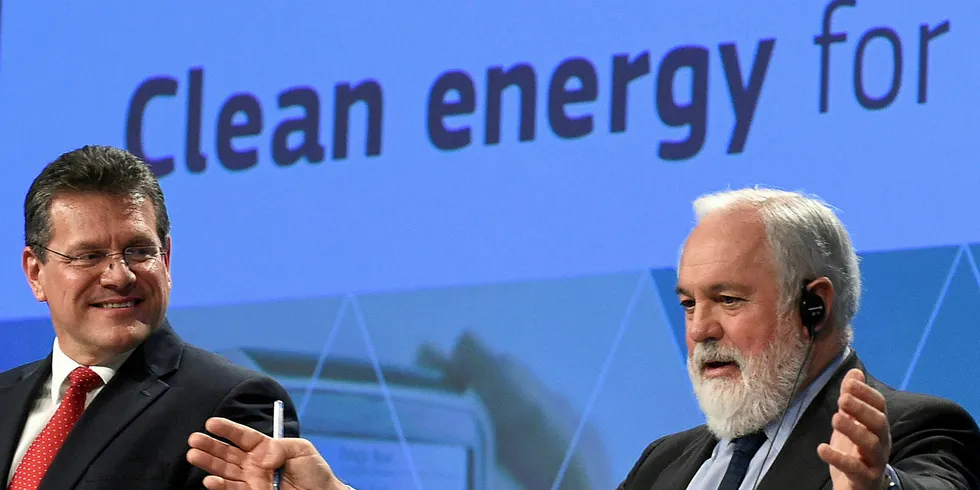 EU Commissioner of Climate Action & Energy Miguel Arias Canete (to the right)