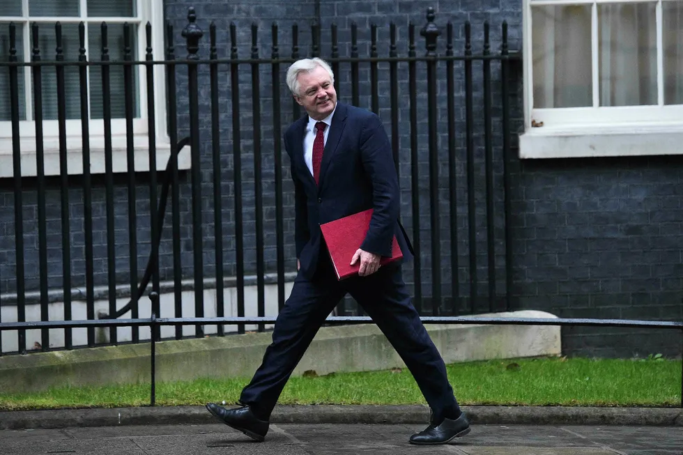 Storbritannias «brexitminister» David Davis. Foto: AFP PHOTO / Glyn KIRK/NTB Scanpix
