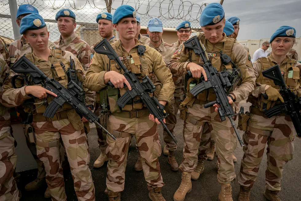 Norske FN-soldater på post i Bamako, Mali ifjor. Den norske kontigenten er nå på 15 personer.