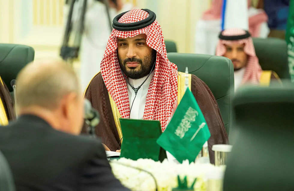 Dangerous game: Saudi Arabia's Crown Prince Mohammed bin Salman attends a meeting with Russian President Vladimir Putin in Riyadh, Saudi Arabia, in October
