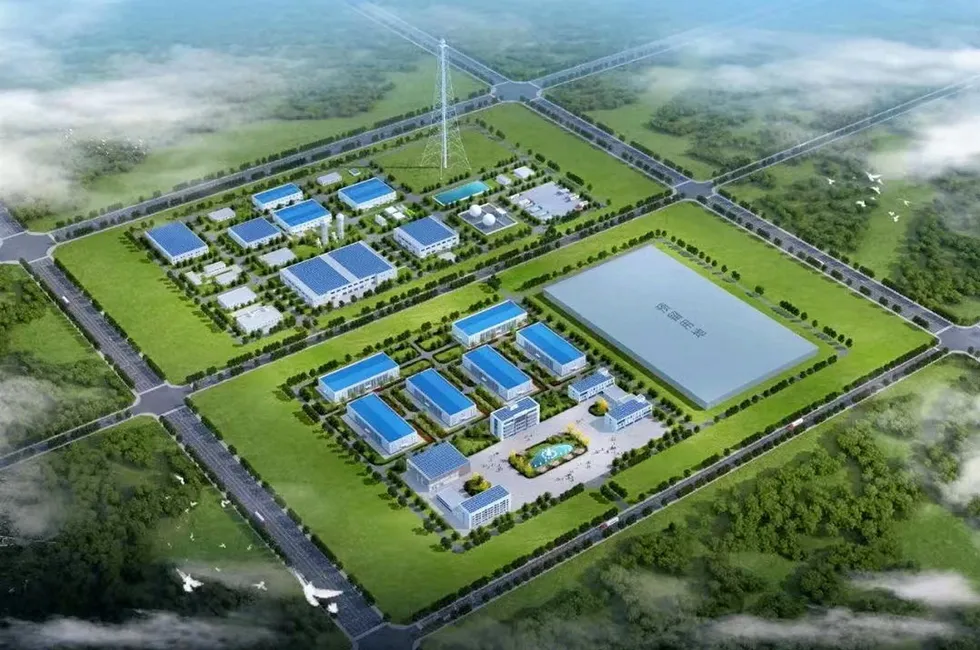 An artist's impression of a $2.2bn green hydrogen production zone now under construction in Gansu, China.