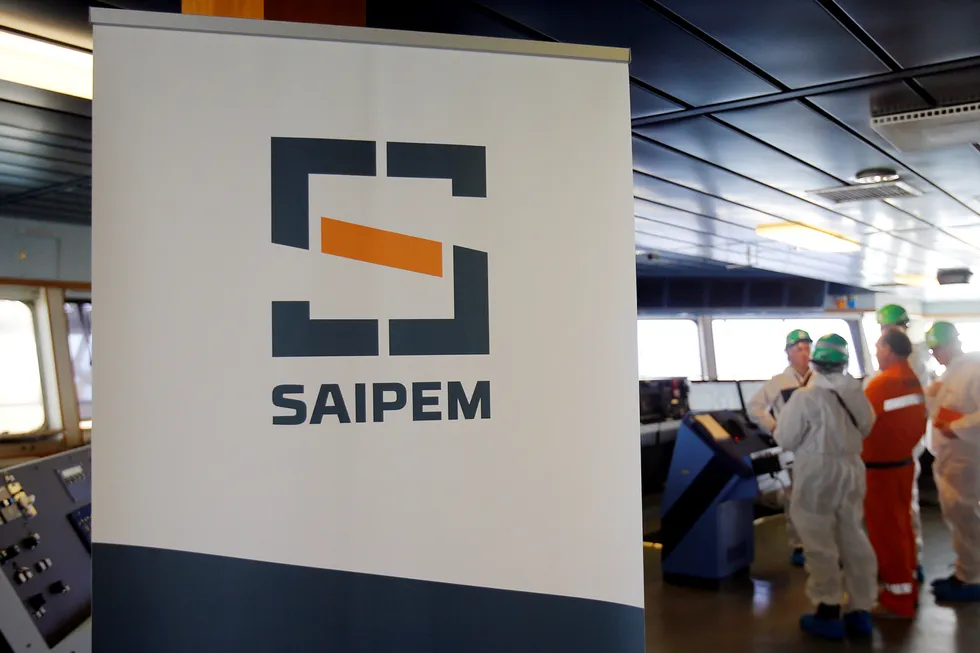 On course: Saipem’s logo in seen on the bridge of the deepwater drillship Saipem 10,000