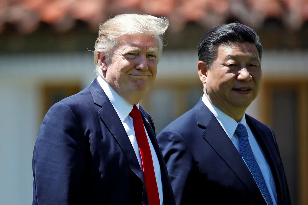 President Donald Trump og hans kinesiske president Xi Jinping under møtet i april, på Mar-a-Lago i Palm Beachi Florida. Foto: Alex Brandon / AP / NTB scanpix