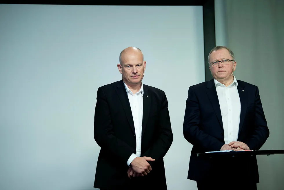 Arne Sigve Nylund (til venstre), konserndirektør i Equinor med ansvar for produksjon og utvikling, og Equinor-sjef Eldar Sætre har fått det travelt med å sette i gang nye prosjekter.