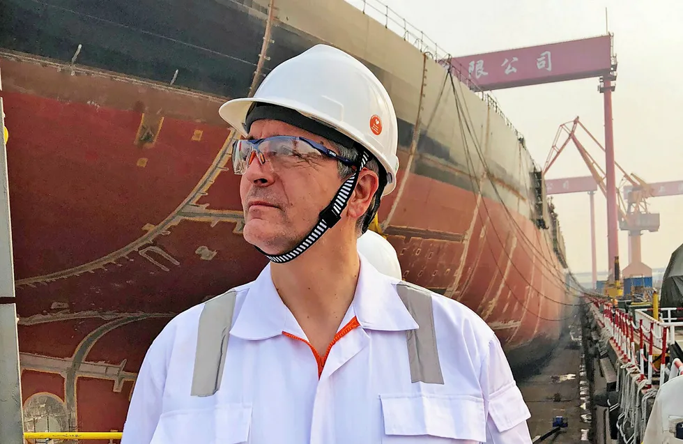 Market reality: SBM Offshore chief executive Bruno Chabas at the Shanghai Waigaoqiao Shipbuilding yard in China