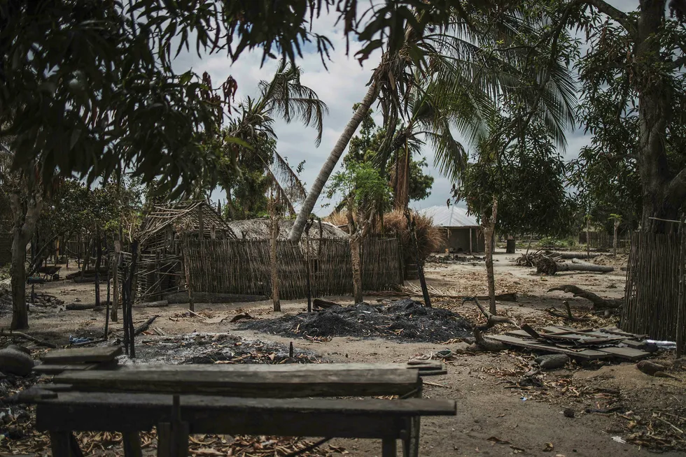 Insurgency: destroyed houses from a 2019 attack on village of Aldeia da Paz in Cabo Delgado