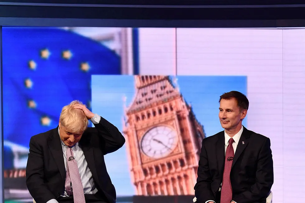 Boris Johnson og Jeremy Hunt appear på BBC-debatt tidligere denne uken.