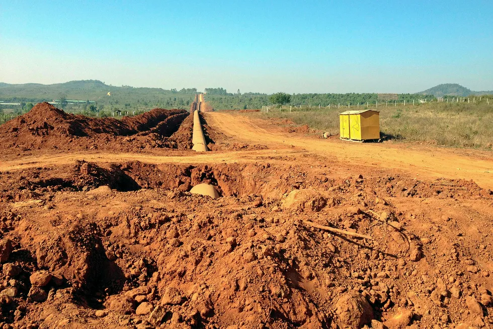 Under way: a construction site for the Myanmar-China gas pipeline