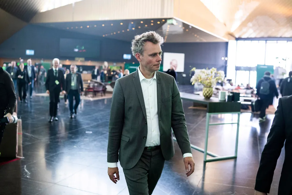 Sps nestleder Ola Borten Moe på Senterpartiets landsmøte i Trondheim. Borten Moe har ledet partiets redaksjonskomité.