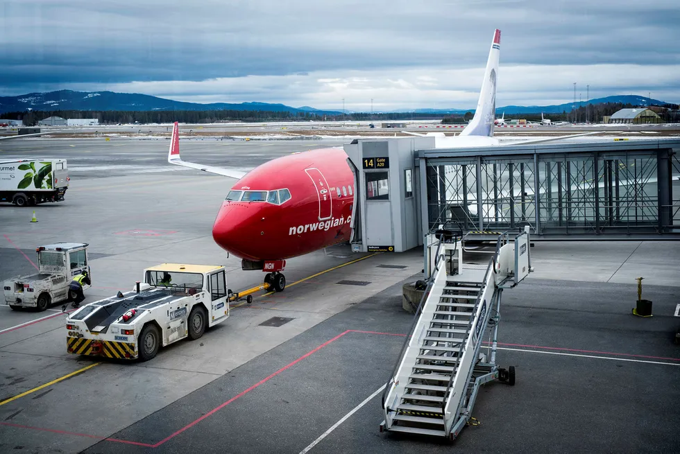Flyselskapet Norwegian er kraftig opp på Oslo Børs fredag. Foto: Skjalg Bøhmer Vold