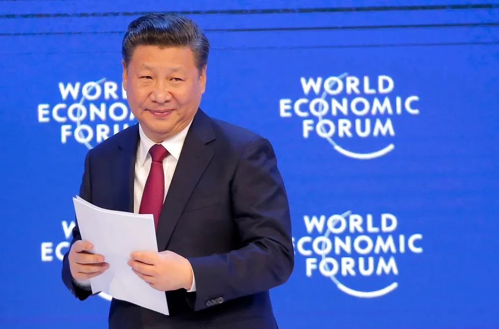 President Xi Jinping markerte på Davos-møtet i 2017 Kinas rolle som mektig global aktør. Nå legges en ny strategi.