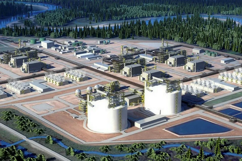 Progress: an artist's impression of proposed LNG Canada site. The project's schedule has been affected by the Covid-19 pandemic
