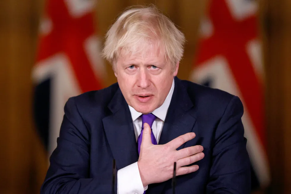 UK prime minister Boris Johnson at a news conference on Wednesday.