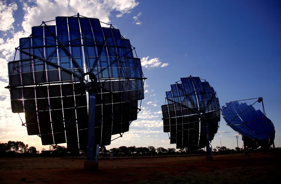 Clean energy: a solar panel array can be seen at the Windorah Solar Farm in outback Queensland, Australia