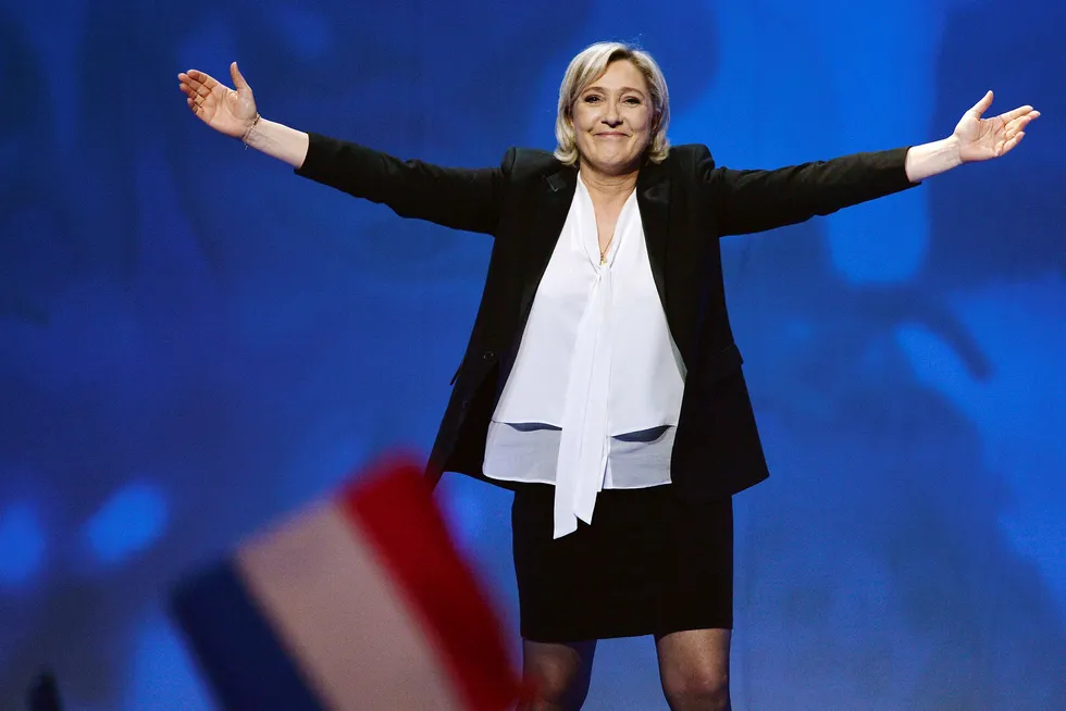 Marine Le Pen, kandidaten fra Front National, mener globaliseringen er skylden for det økonomiske uføret. Foto: Jean-Francois Monier/AFP/NTB Scanpix