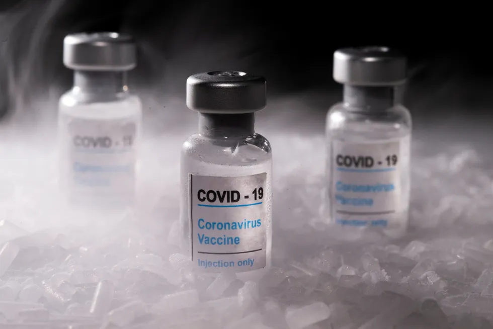Coronavirus vaccines placed on dry ice