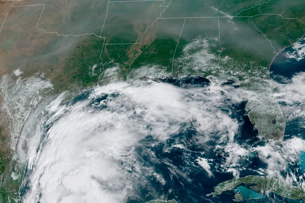 Texas bullseye: This satellite image provided by NOAA shows Tropical Storm Nicholas in the US Gulf of Mexico 12 September