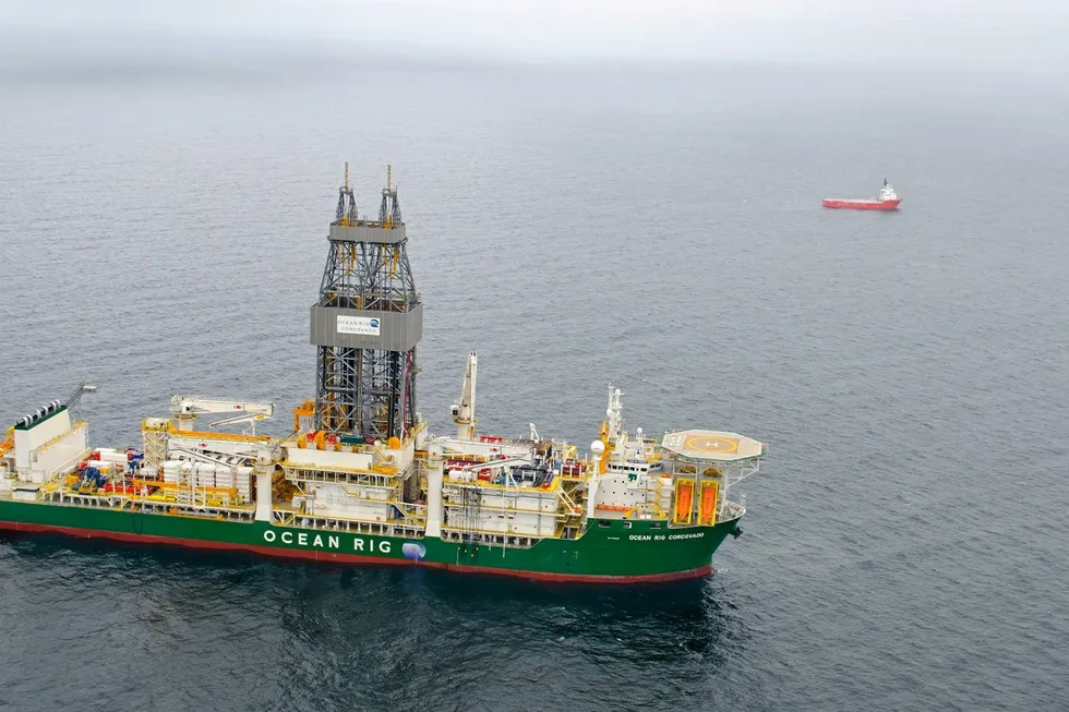Big rig: the Deepwater Corcovado, one of two Transocean drillships that will work offshore Brazil.