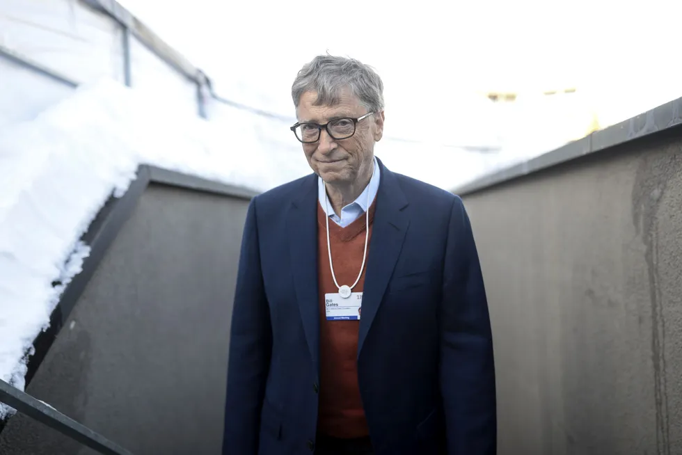 Microsoft-gründer og mangemilliardær Bill Gates kommer til Oslo Energy Forum i februar. Her i 2018 på en annen konferanse som finner sted i vinterlige omgivelser, nemlig World Economic Forum i Davos i Sveits.