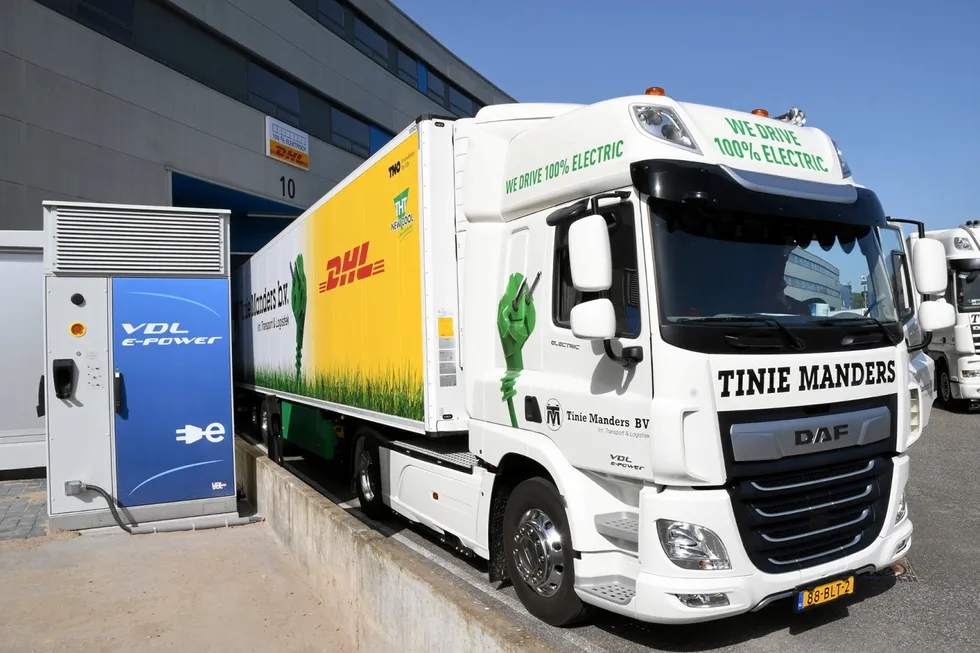 An electric truck in the Netherlands.