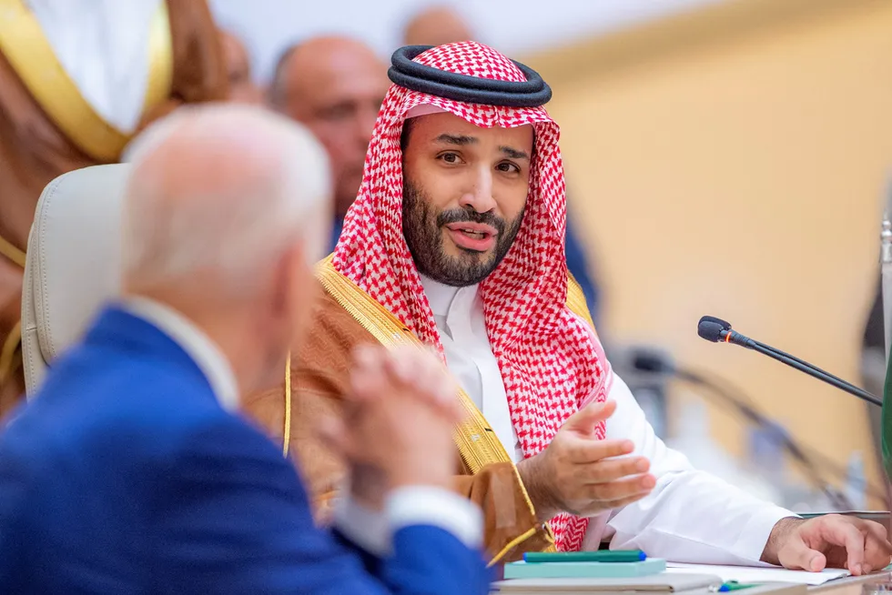 Worst of friends: Saudi Crown Prince Mohammed bin Salman speaks to US President Joe Biden during a meeting in Jeddah in July