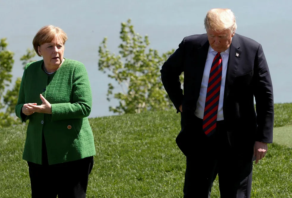 – Vi kan ikke la oss dytte rundt, sa Merkel i et tv-intervju etter G7-møtet og la til at Trumps holdning var «alvorlig og deprimerende». Foto: Yves Herman/Reuters/NTB Scanpix