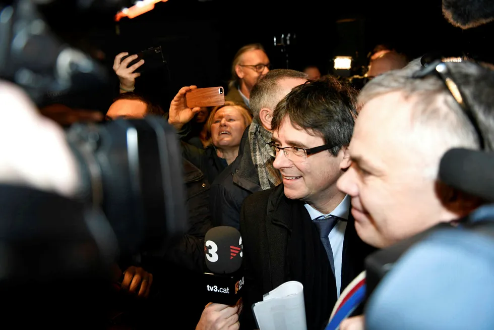 Den katalanske separatistledere Carles Puigdemont ankom København i morges. Foto: Tariq Mikkel Khan/Scanpix Denmark via Reuters