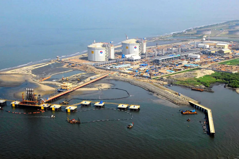 Expansion plans: an LNG regasification facility operated by Petronet LNG near India's western coast