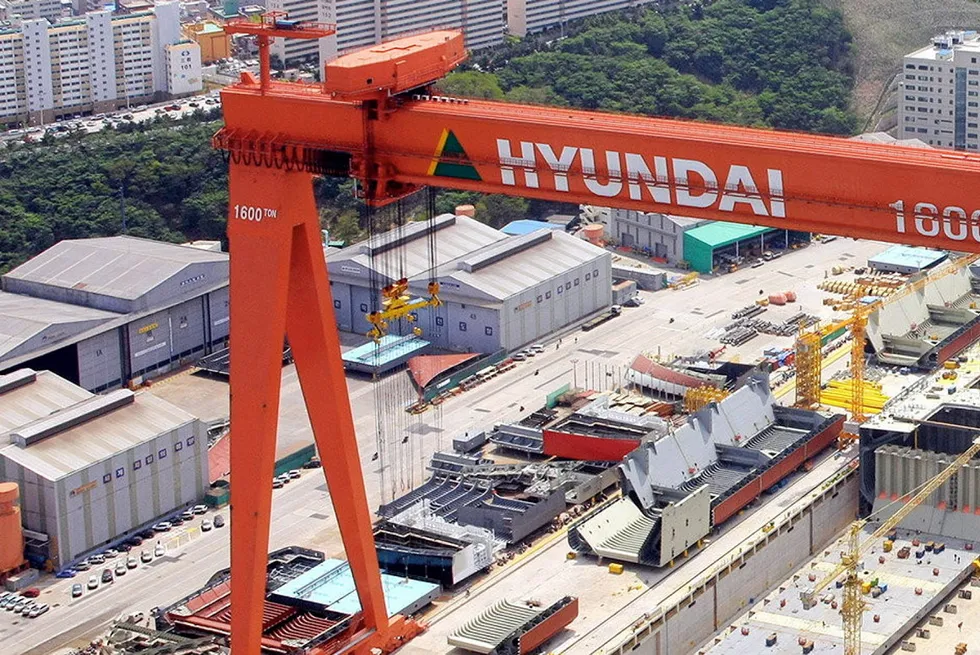 A crane at Hyundai's shipyard in Ulsan.